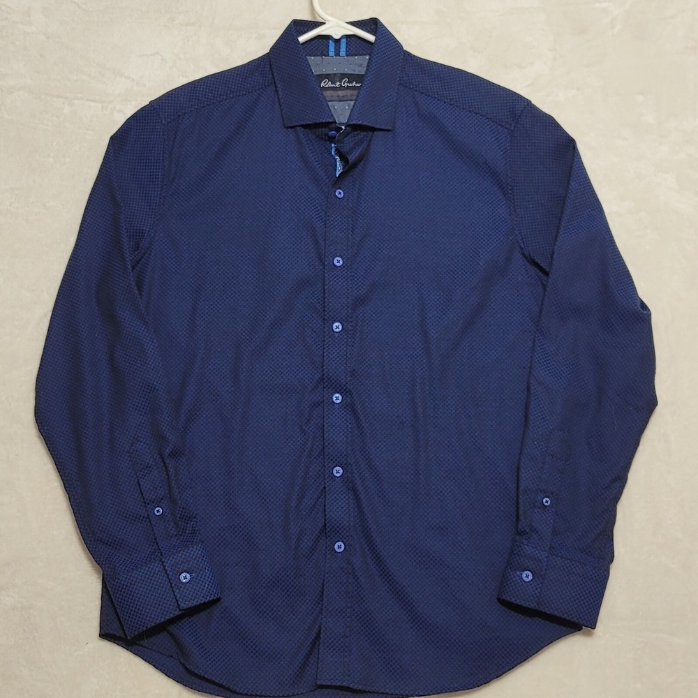 Robert Graham Mens Shirt Sz XL Modern Americana Blue Long Sleeve Casual Dress
